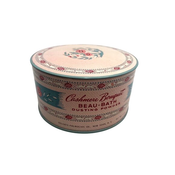 Vintage Cashmere Bouquet Beau-Bath Dusting Powder Tin Colgate-Palmolive 6 Oz Flo - Picture 1 of 6
